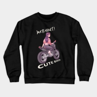 Cute Girl on Motorbike Crewneck Sweatshirt